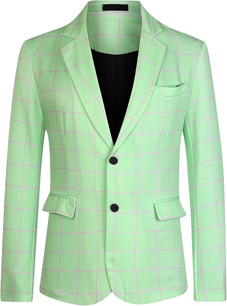Blazer à carreaux à deux boutons et à simple boutonnage pour hommes