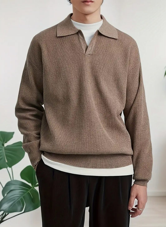 Pull tricoté avec col pour hommes