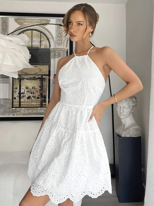 Robe dos nu brodée pour femmes
