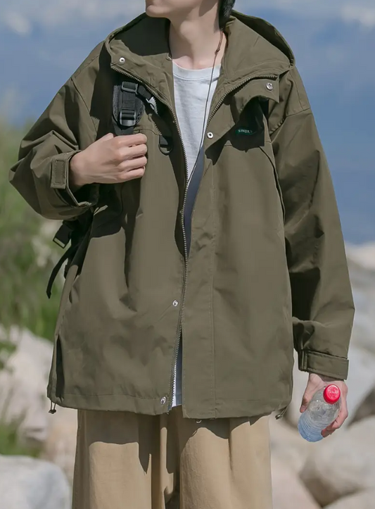 Veste d'extérieur décontractée avec capuche pour hommes